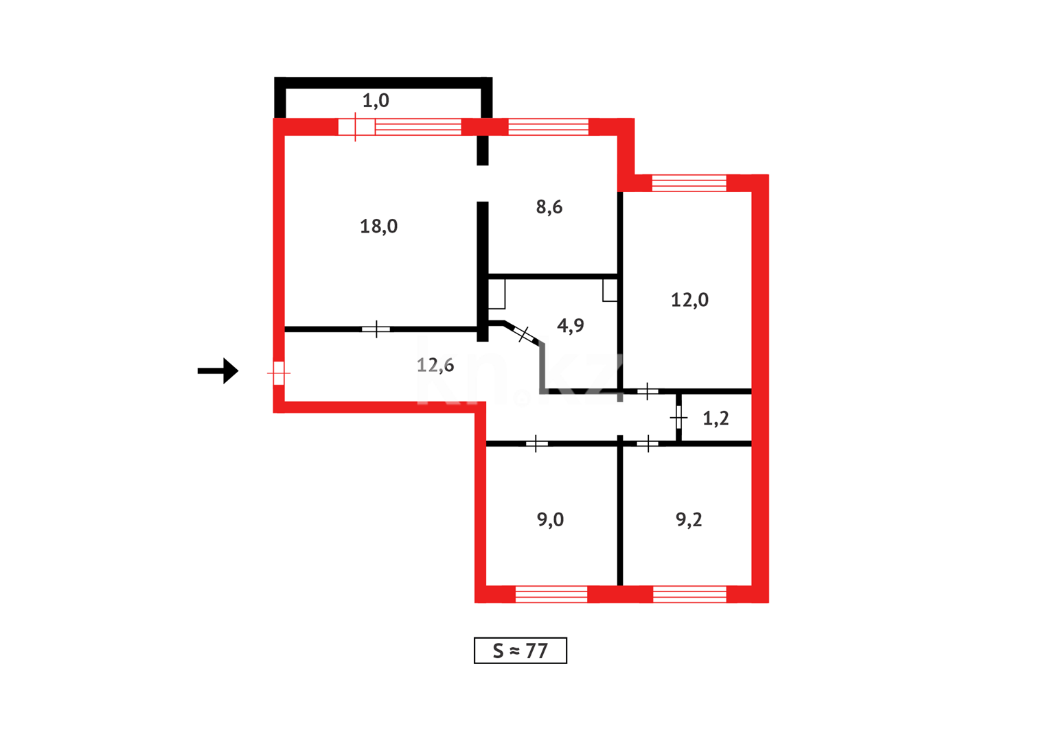 Продажа 4-комнатной квартиры, 77 м² в Караганде - фото 16