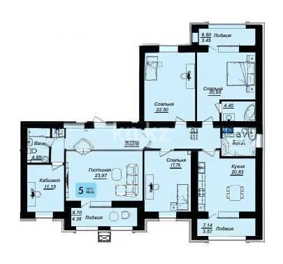 Продажа 5-комнатной квартиры, 177.7 м² в Астане