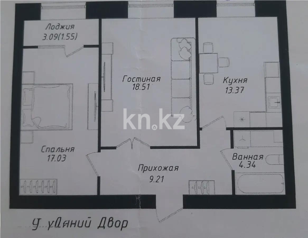Продажа 2-комнатной квартиры, 64.01 м² в Астане