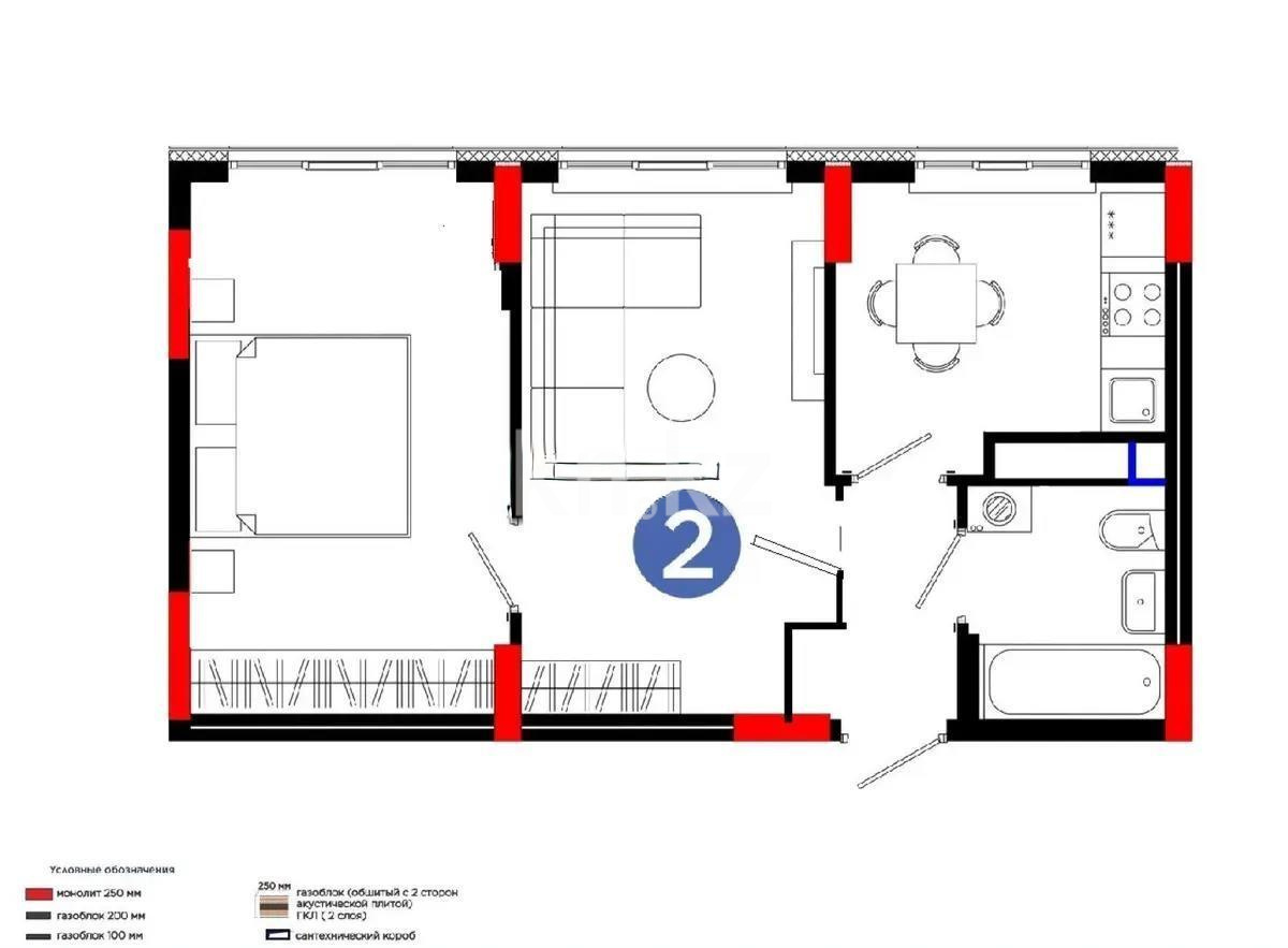 Продажа 2-комнатной квартиры, 45 м² в Астане