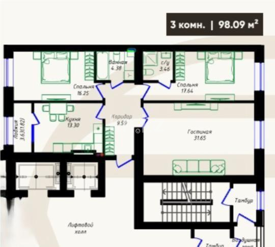 Продажа 3-комнатной квартиры, 98.09 м² в Астане - фото 6