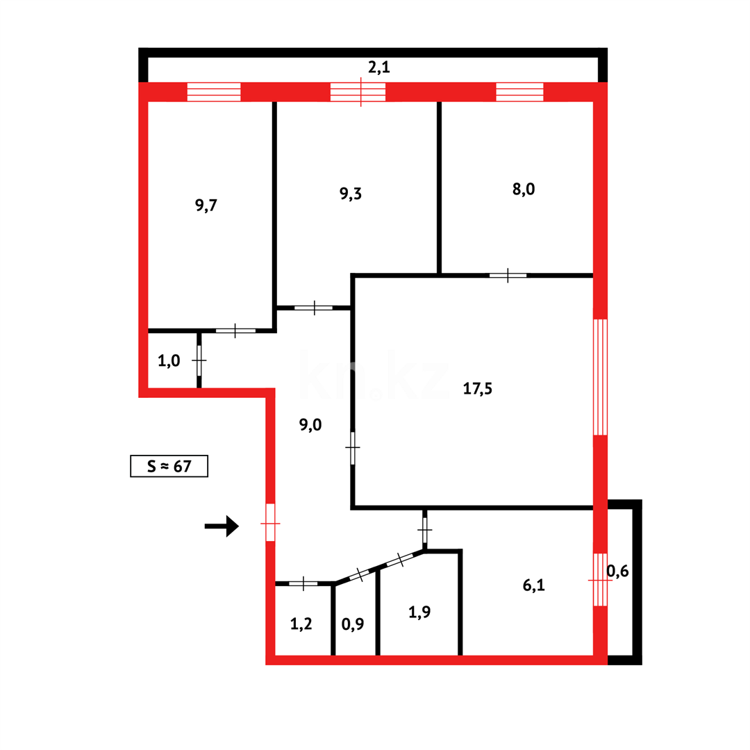 Продажа 4-комнатной квартиры, 66 м² в Темиртау - фото 11