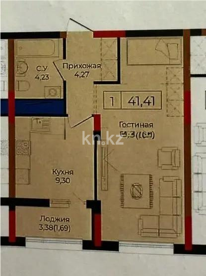 Продажа 1-комнатной квартиры, 42 м² в Астане