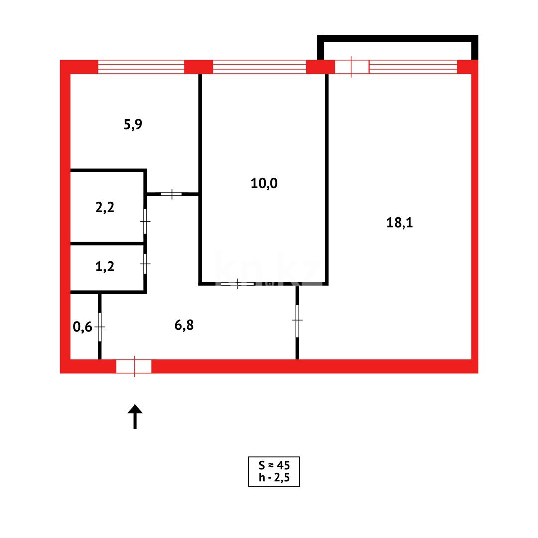 Продажа 2-комнатной квартиры, 44 м² в Караганде