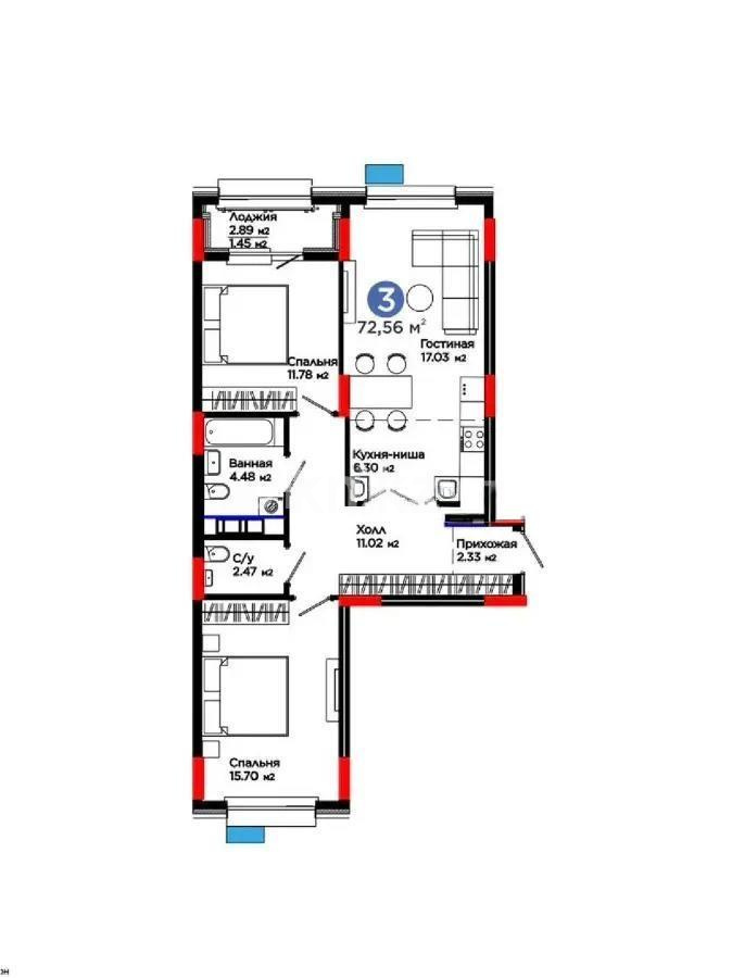 Продажа 3-комнатной квартиры, 73 м² в Астане - фото 4