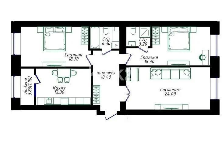 Продажа 3-комнатной квартиры, 94.1 м² в Астане