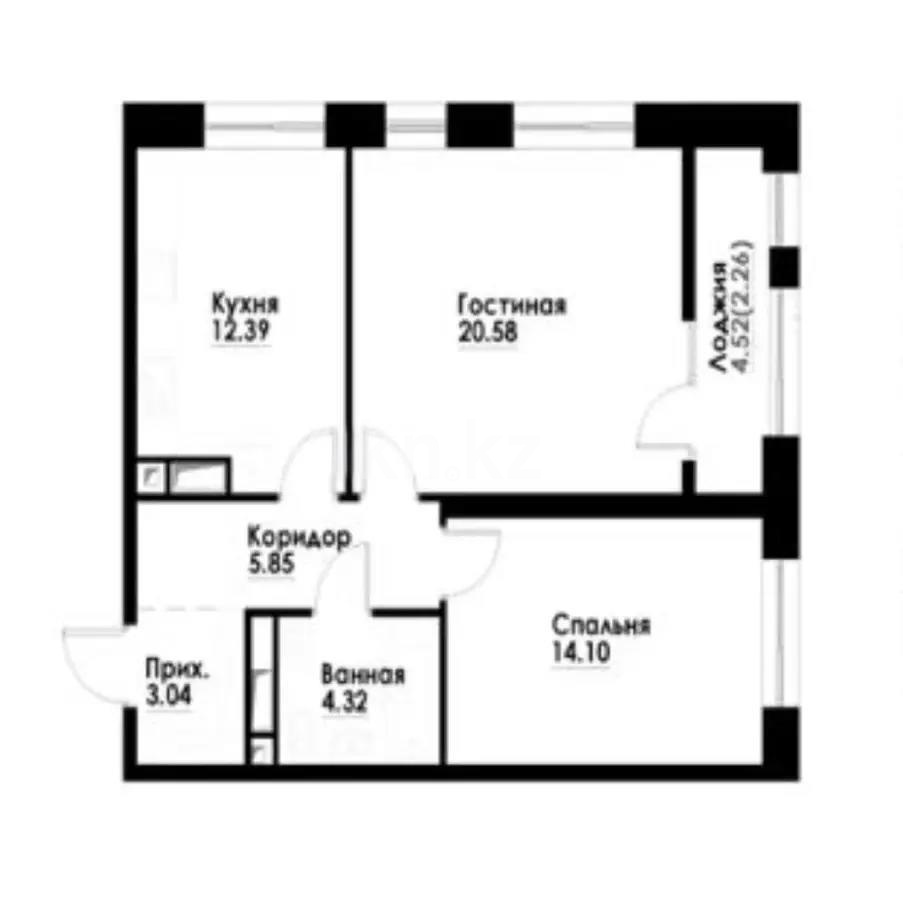 Продажа 2-комнатной квартиры, 62.54 м², ул. Навои, дом  30а/1 в Алматы