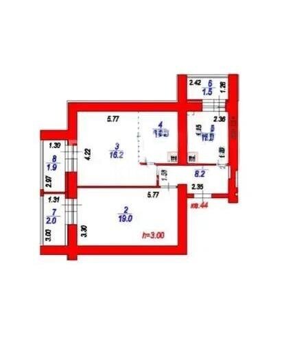 Продажа 2-комнатной квартиры, 59.7 м² в Астане