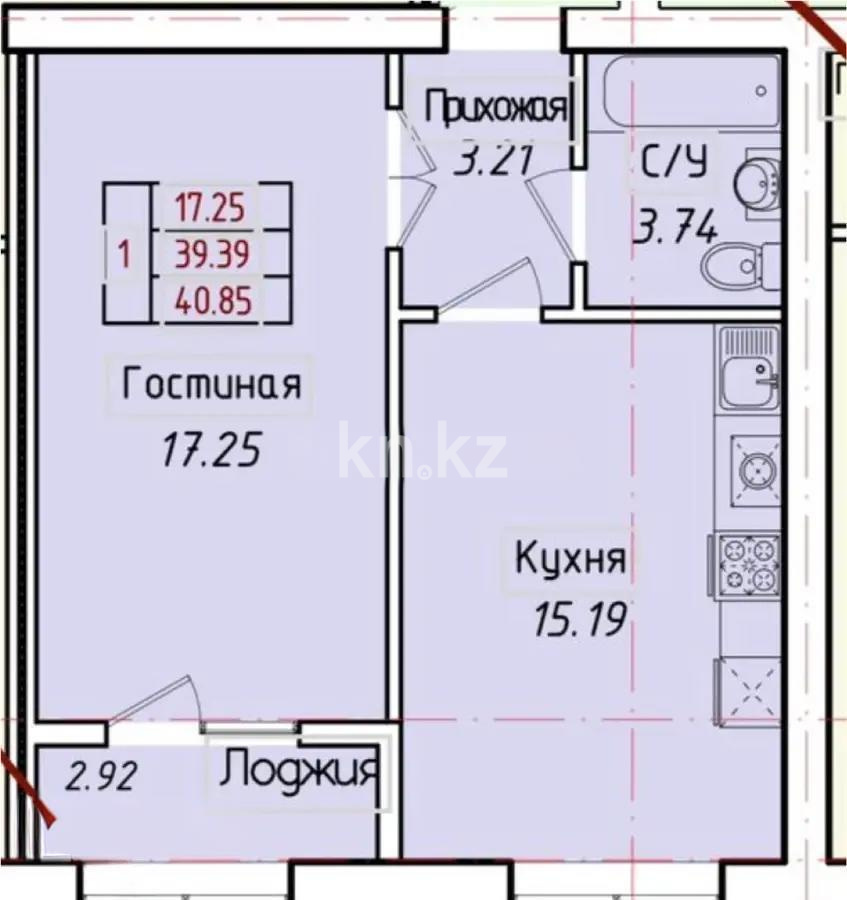 Продажа 1-комнатной квартиры, 40 м², ул. Кургальжинское шоссе, дом  108 в Астане