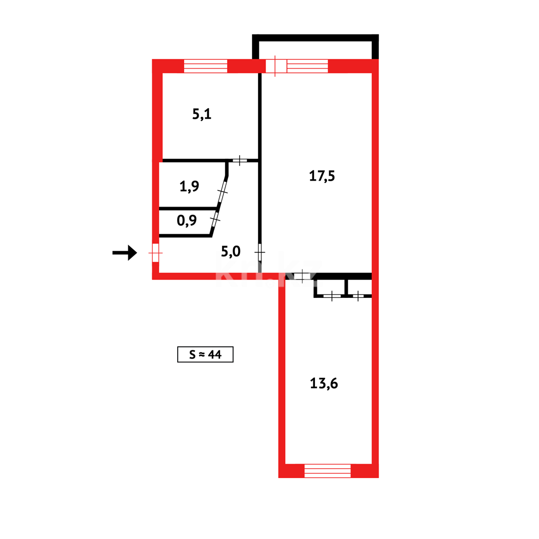 Продажа 2-комнатной квартиры, 44 м² в Темиртау - фото 13