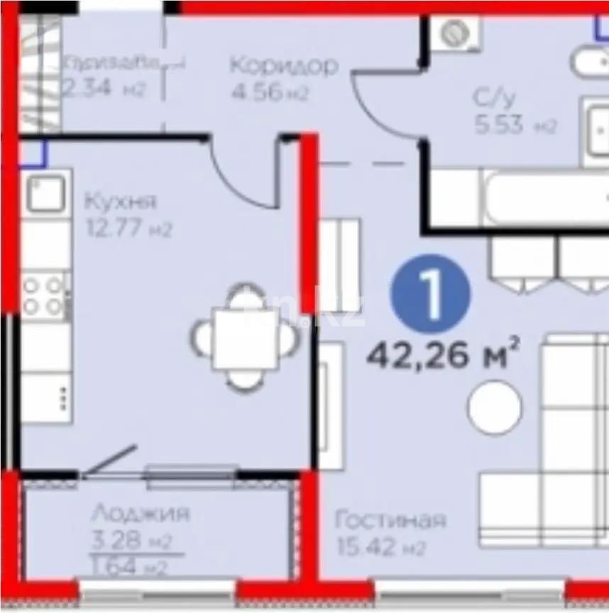 Продажа 1-комнатной квартиры, 42.26 м² в Алматы - фото 4