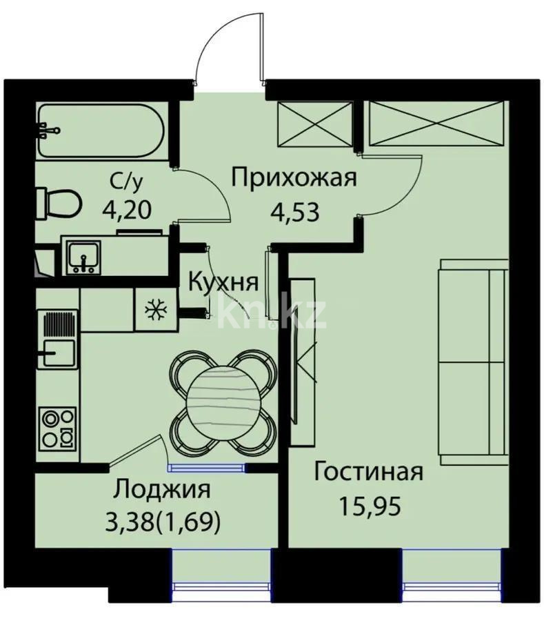 Продажа 1-комнатной квартиры, 34.8 м² в Астане