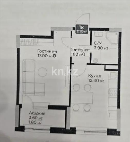 Продажа 1-комнатной квартиры, 38 м², ул. Е-36, дом  5 в Астане