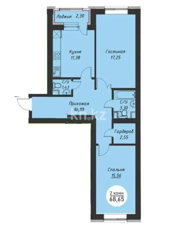 Продажа 2-комнатной квартиры, 69 м² в Астане