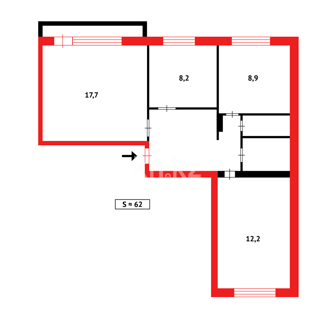 Продажа 3-комнатной квартиры, 64 м² в Караганде - фото 11