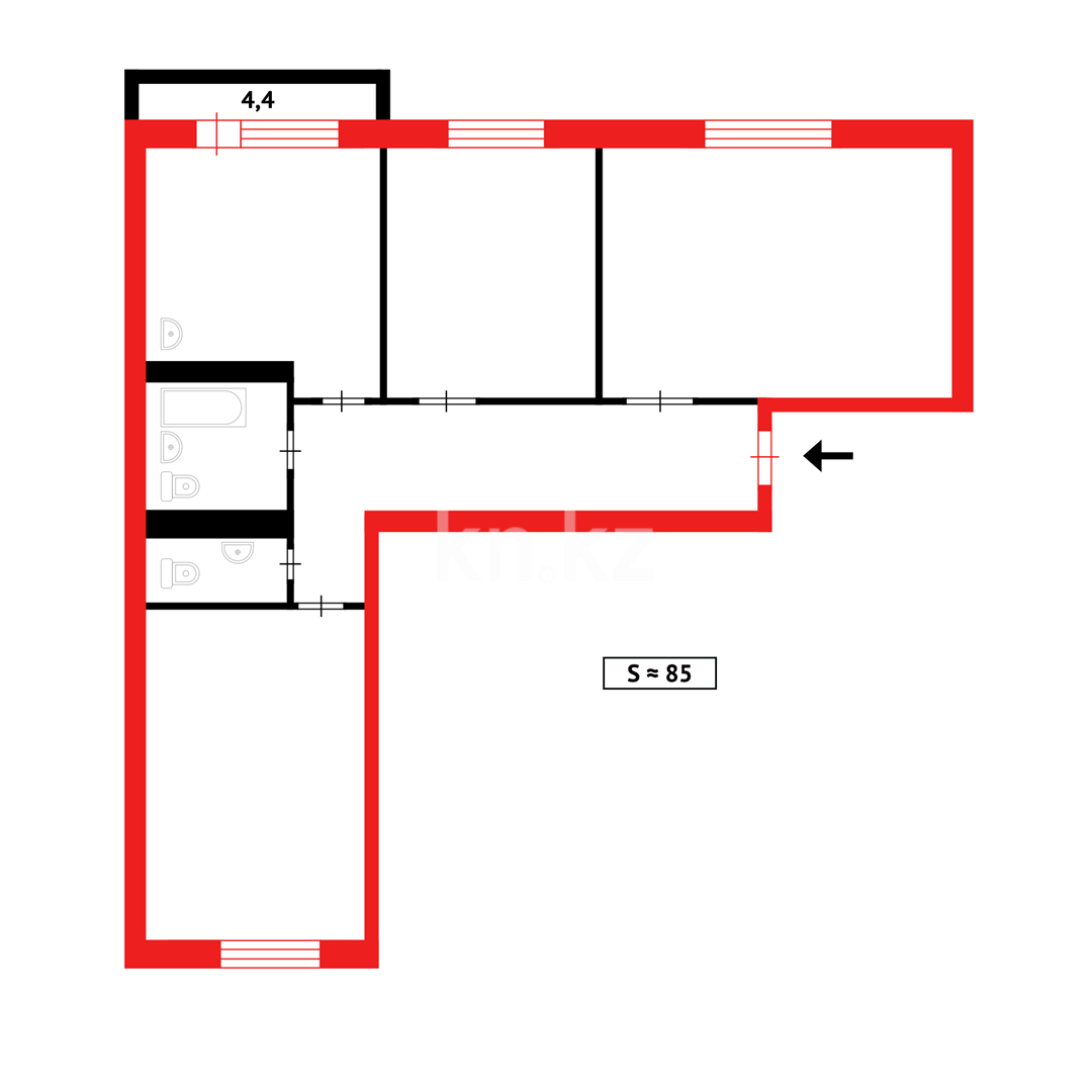 Продажа 3-комнатной квартиры, 85 м², мкр-н Степной-2 в Караганде - фото 21
