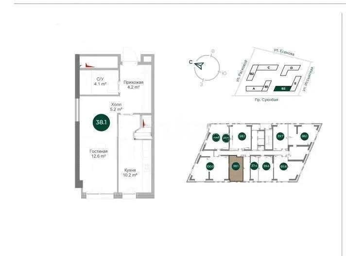 Продажа 1-комнатной квартиры, 38.1 м² в Алматы