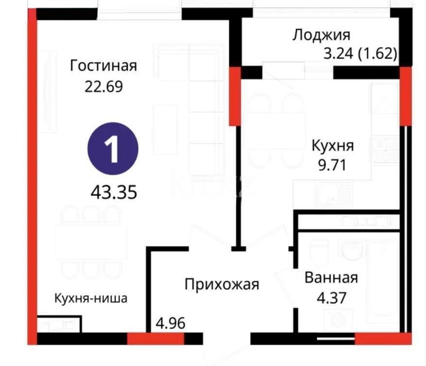Продажа 2-комнатной квартиры, 44 м² в Астане - фото 5