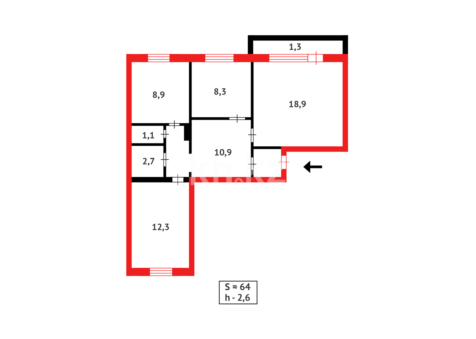 Продажа 3-комнатной квартиры, 64 м², мкр. Гульдер-1 в Караганде - фото 25