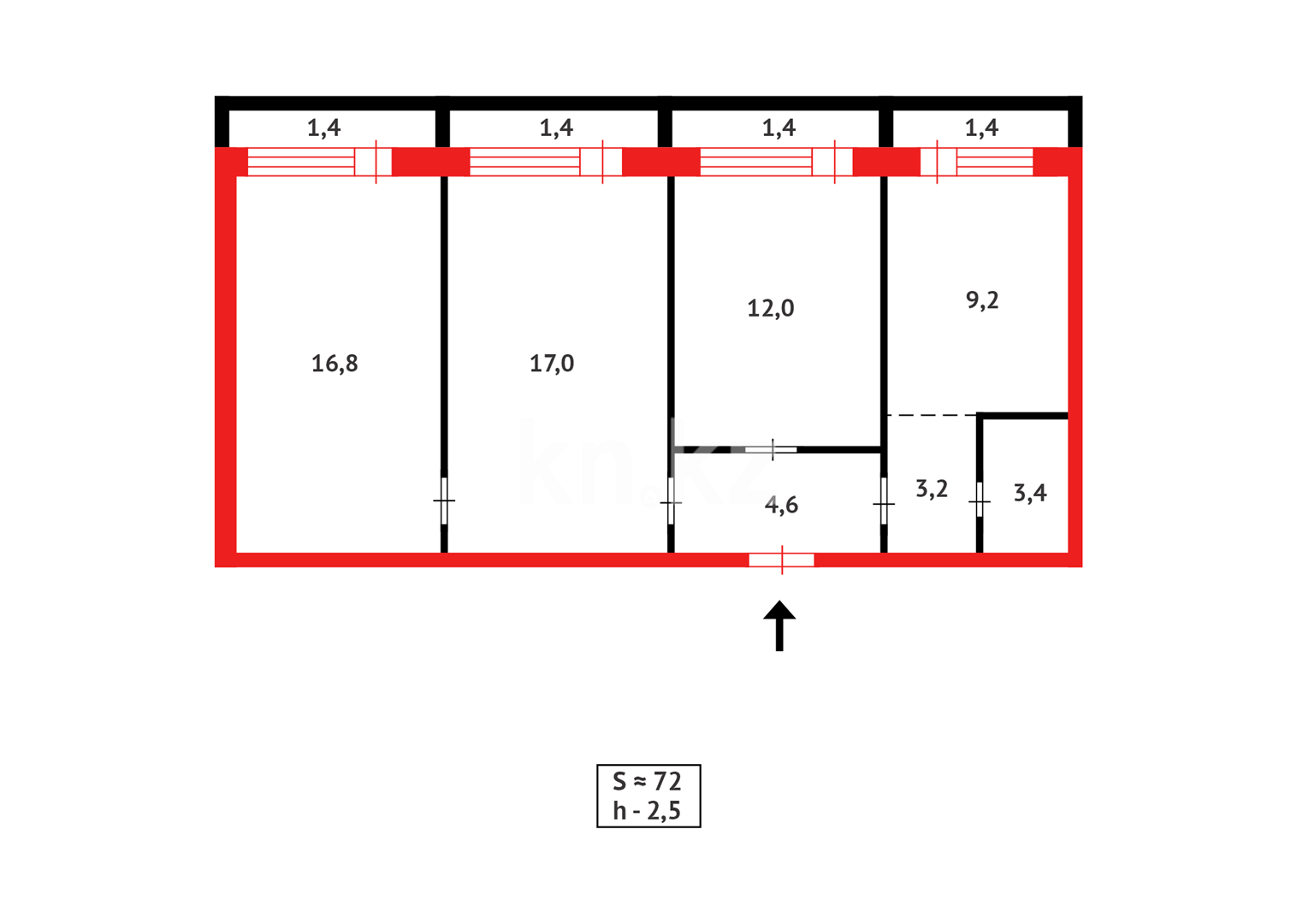Продажа 3-комнатной квартиры, 71 м², пр. Республики в Караганде - фото 7