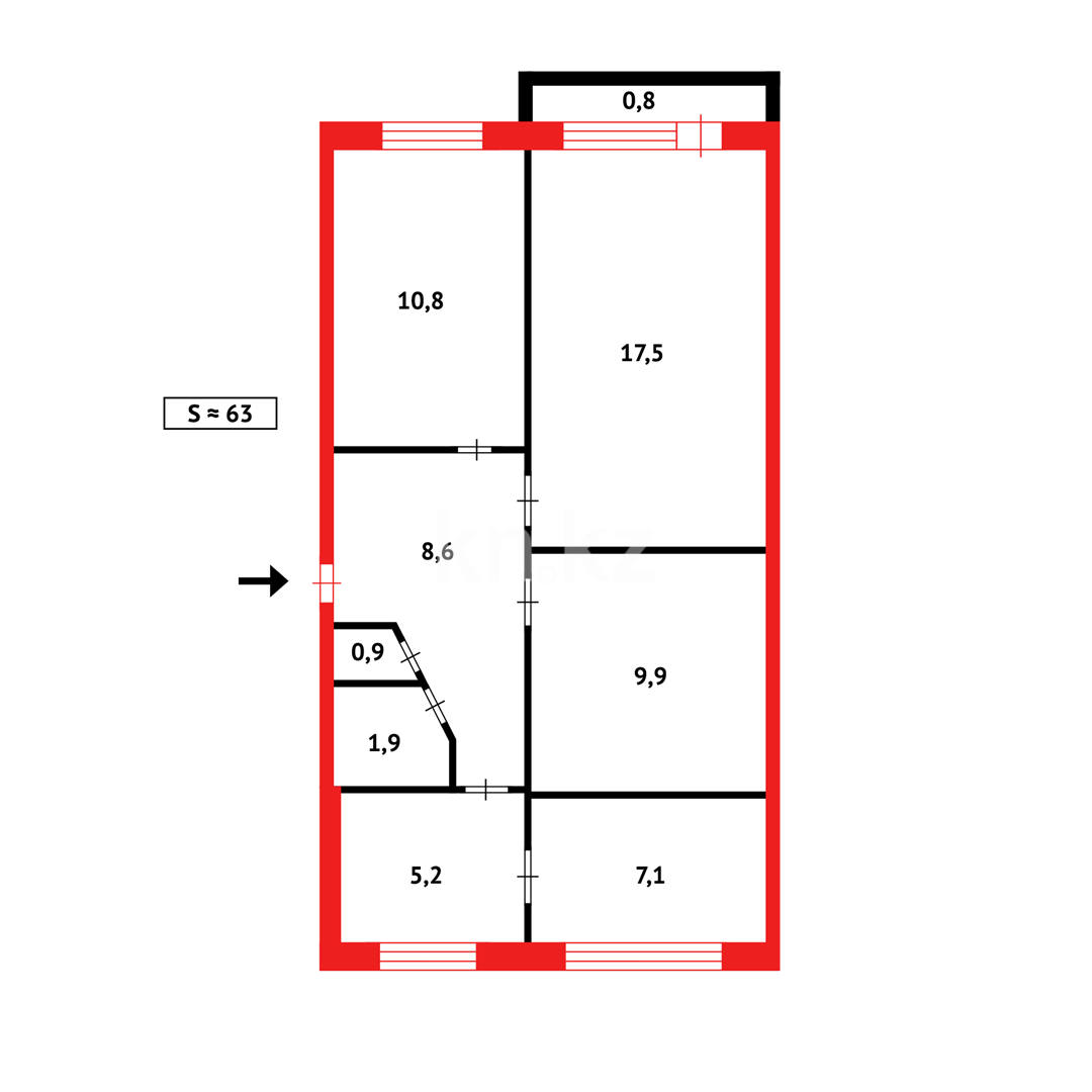Продажа 3-комнатной квартиры, 62 м², пр. Мира в Темиртау - фото 14