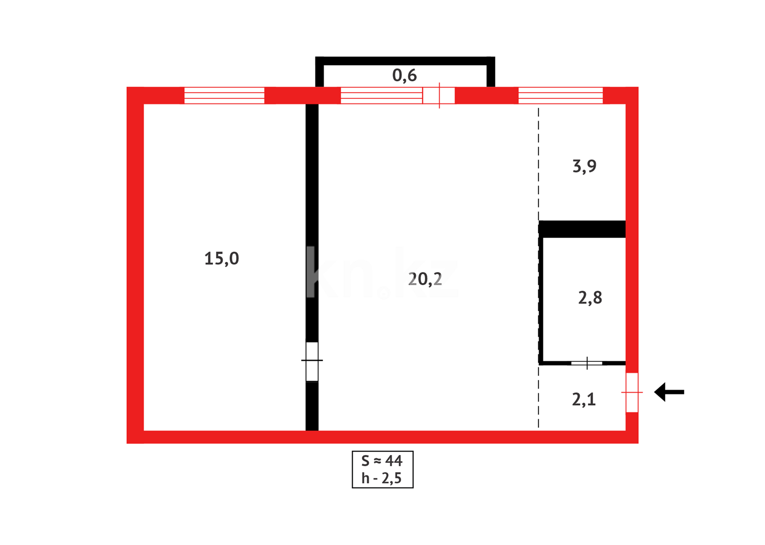 Продажа 2-комнатной квартиры, 43 м² в Караганде - фото 10
