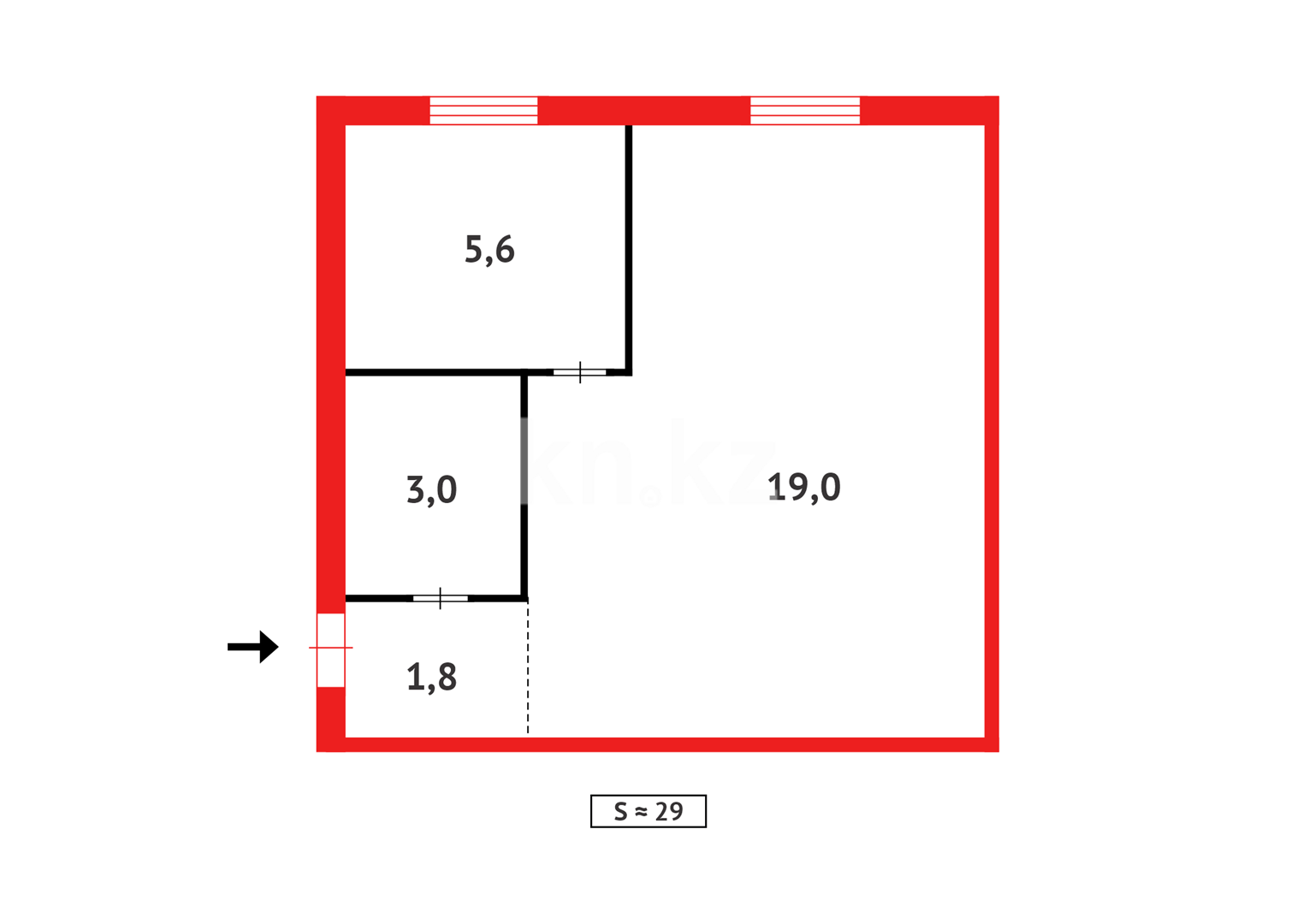 Продажа 1-комнатной квартиры, 29 м², ул. Ермекова в Караганде - фото 7