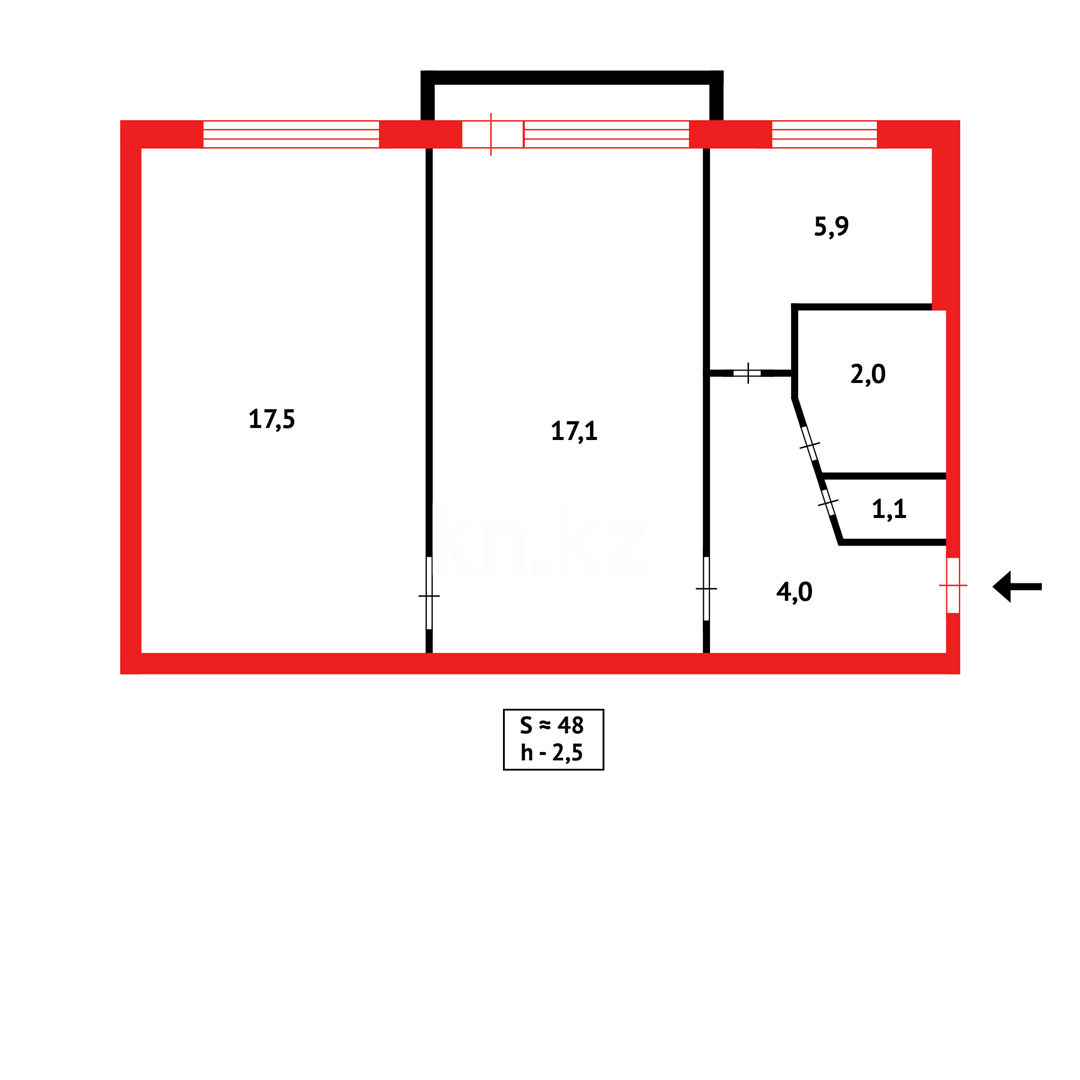 Продажа 2-комнатной квартиры, 48 м² в Караганде - фото 9