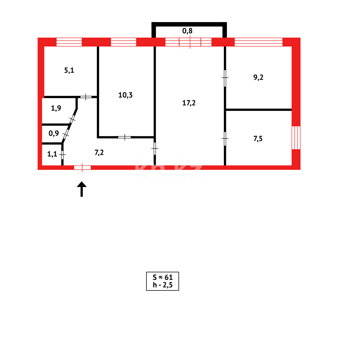 Продажа 4-комнатной квартиры, 61 м², ул. Байсеитовой в Темиртау - фото 17
