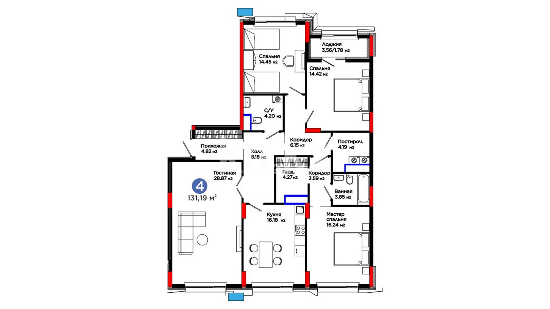 ЖК Auez Park, 4-комнатная, цена 96 464 007 ₸, 735 300 ₸&nbsp;/&nbsp;м²