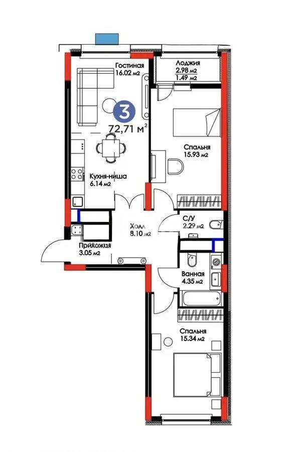 Продажа 3-комнатной квартиры, 73 м² в Астане - фото 8