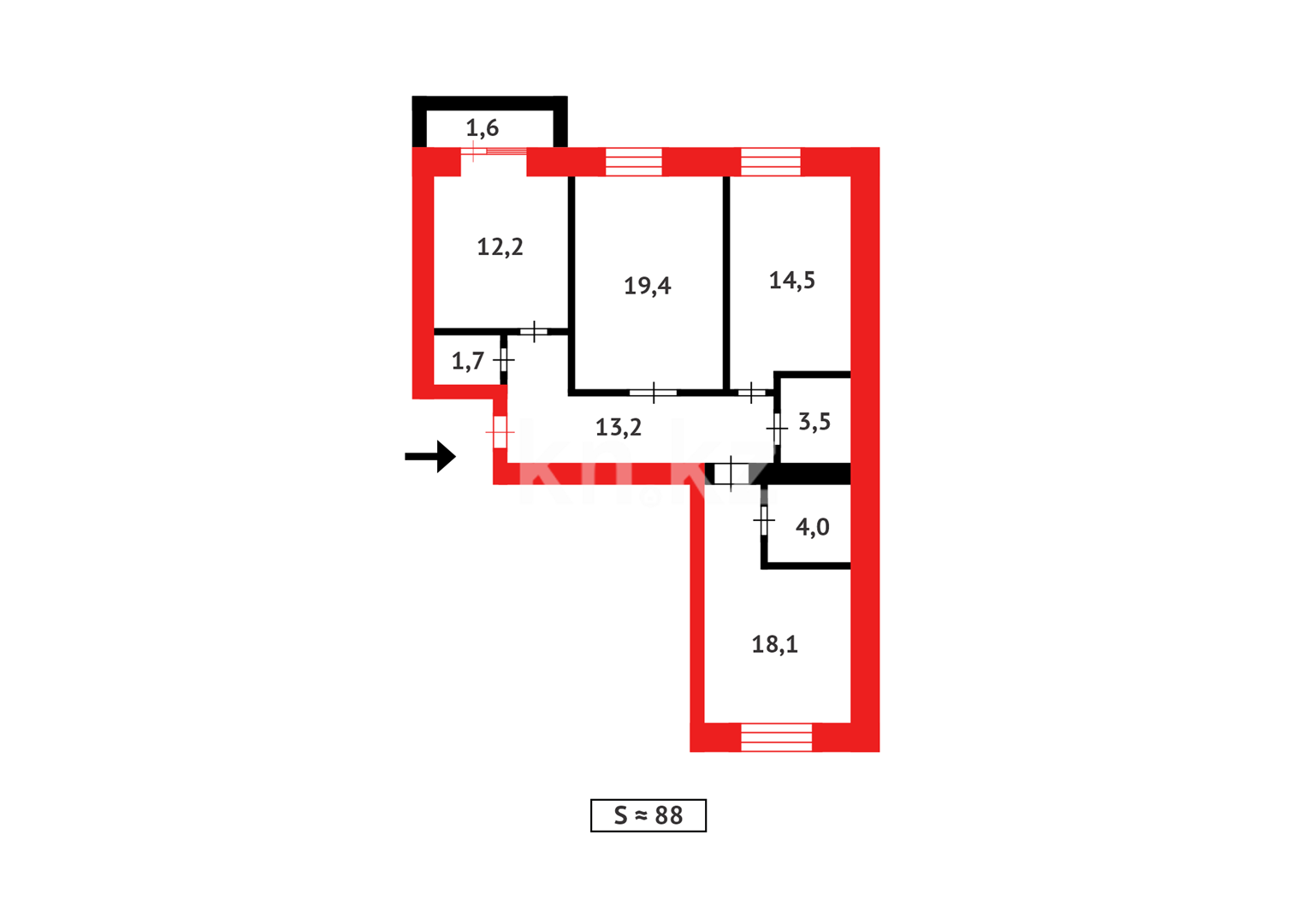 Продажа 3-комнатной квартиры, 88 м² в Караганде - фото 20