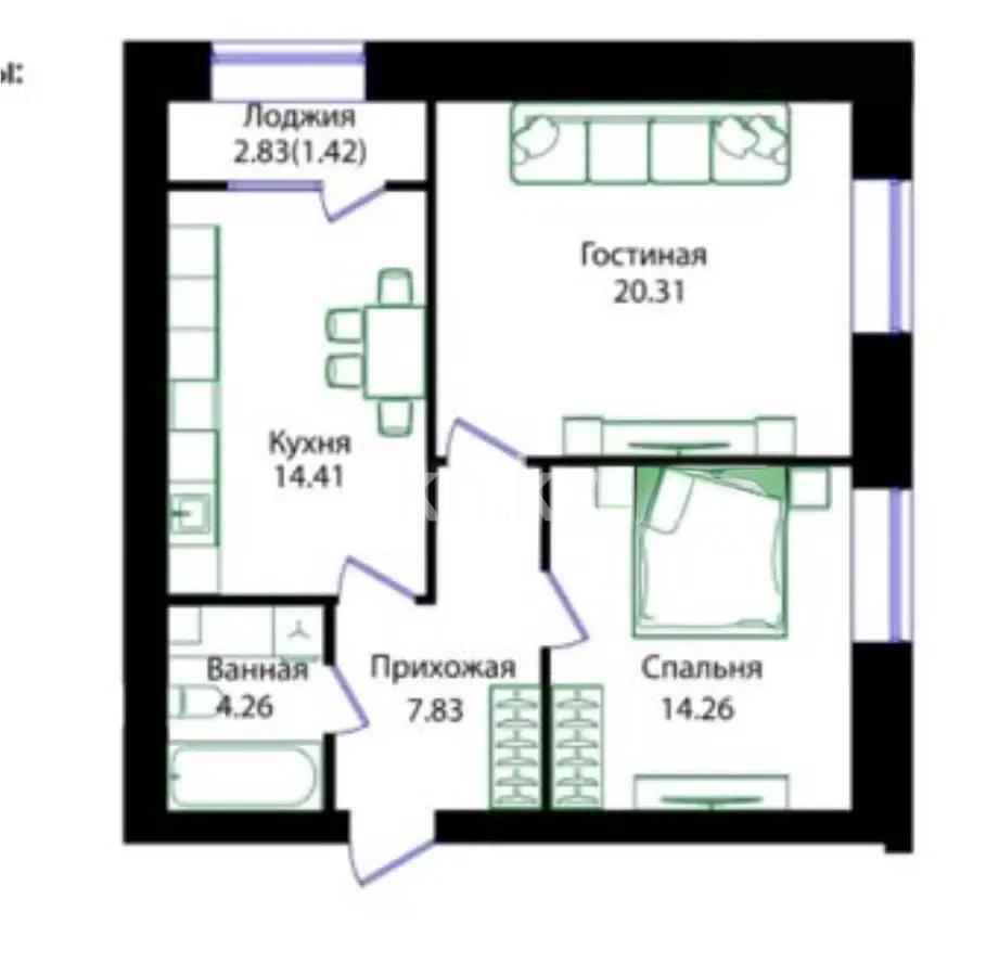 Продажа 2-комнатной квартиры, 62 м² в Астане