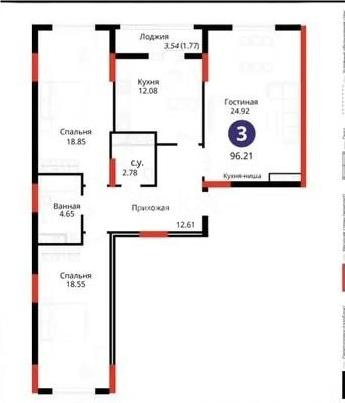 Продажа 3-комнатной квартиры, 95.8 м² в Астане
