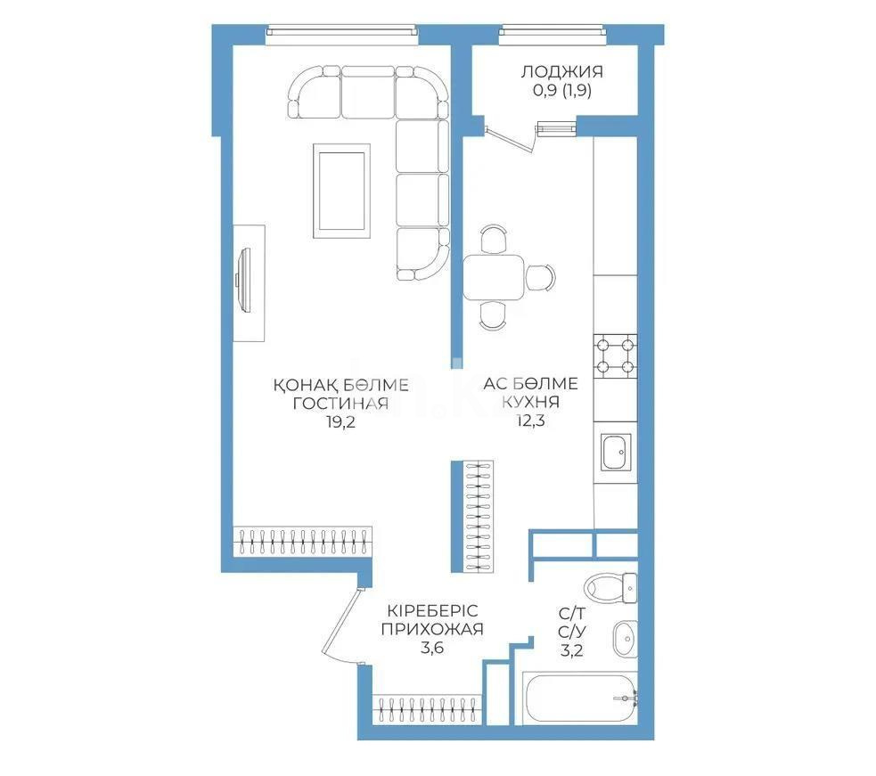 Продажа 1-комнатной квартиры, 39 м², пр. Райымбека, дом  590/15 в Алматы