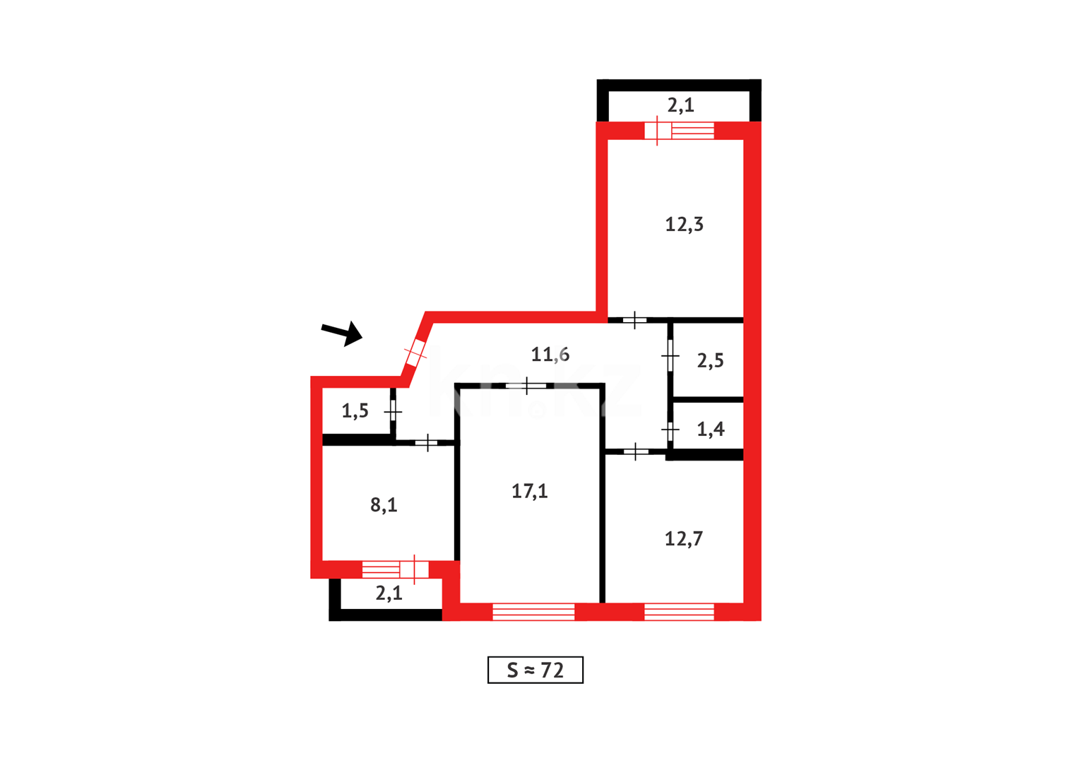 Продажа 3-комнатной квартиры, 72 м² в Темиртау - фото 15