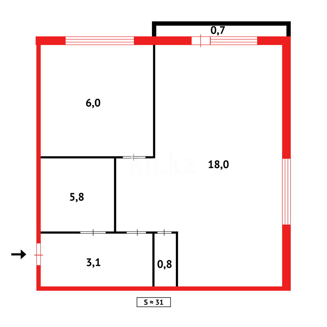 Продажа 1-комнатной квартиры, 29 м² в Караганде - фото 8