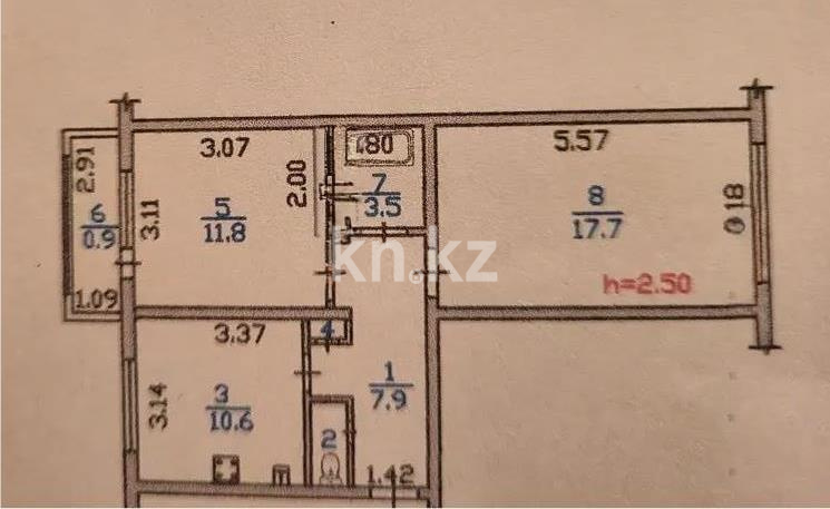 Продажа 2-комнатной квартиры, 52.3 м² в Алматы - фото 5