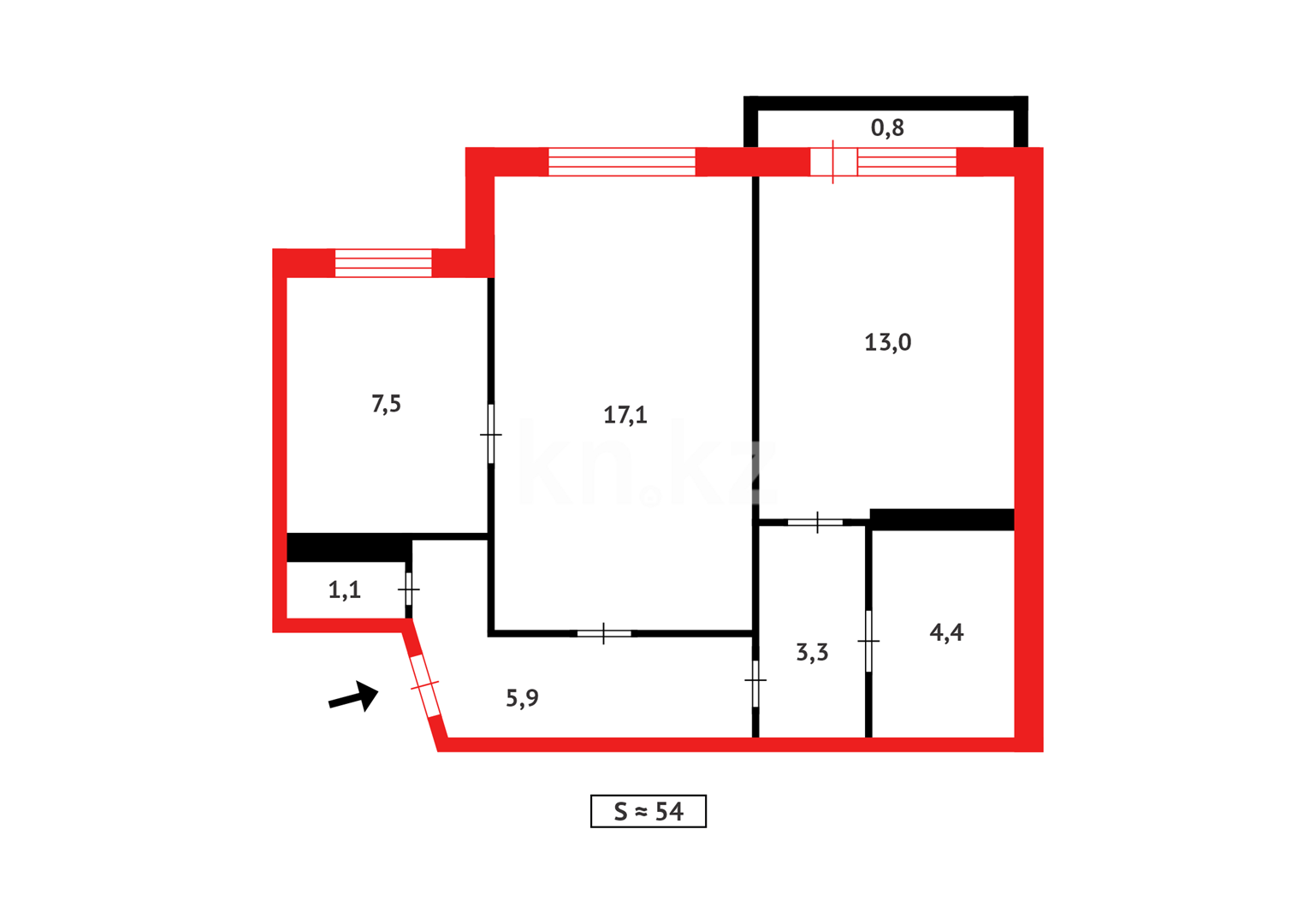 Продажа 2-комнатной квартиры, 54 м² в Темиртау - фото 14
