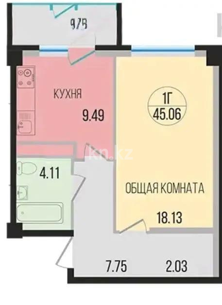 Продажа 1-комнатной квартиры, 45 м² в Алматы - фото 2