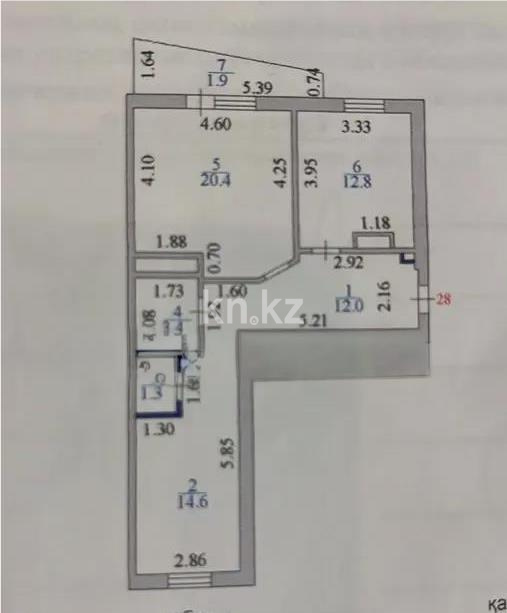 Продажа 2-комнатной квартиры, 66.4 м² в Астане