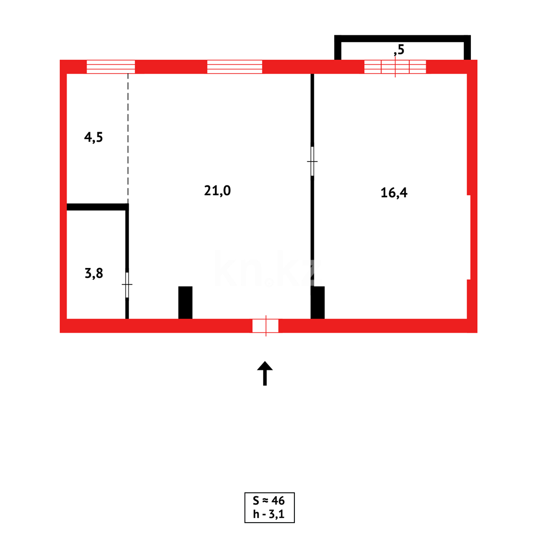 Продажа 2-комнатной квартиры, 46 м² в Караганде - фото 5