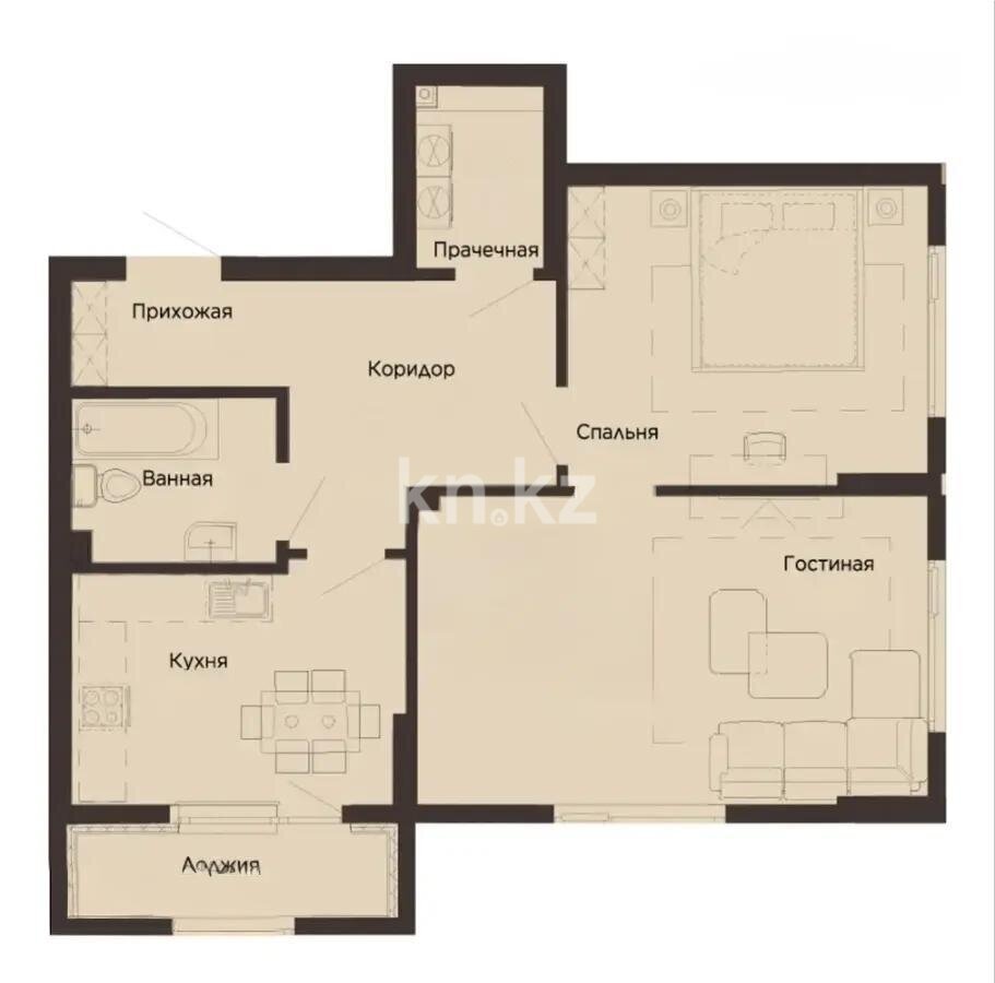 Продажа 2-комнатной квартиры, 66 м² в Астане