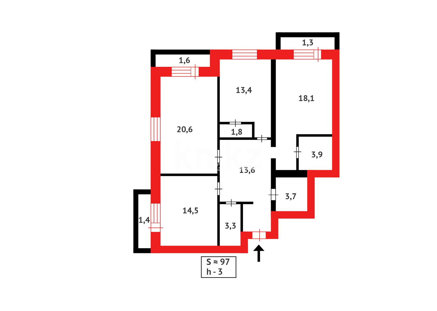 Продажа 3-комнатной квартиры, 97 м², ул. Букетова в Караганде - фото 25