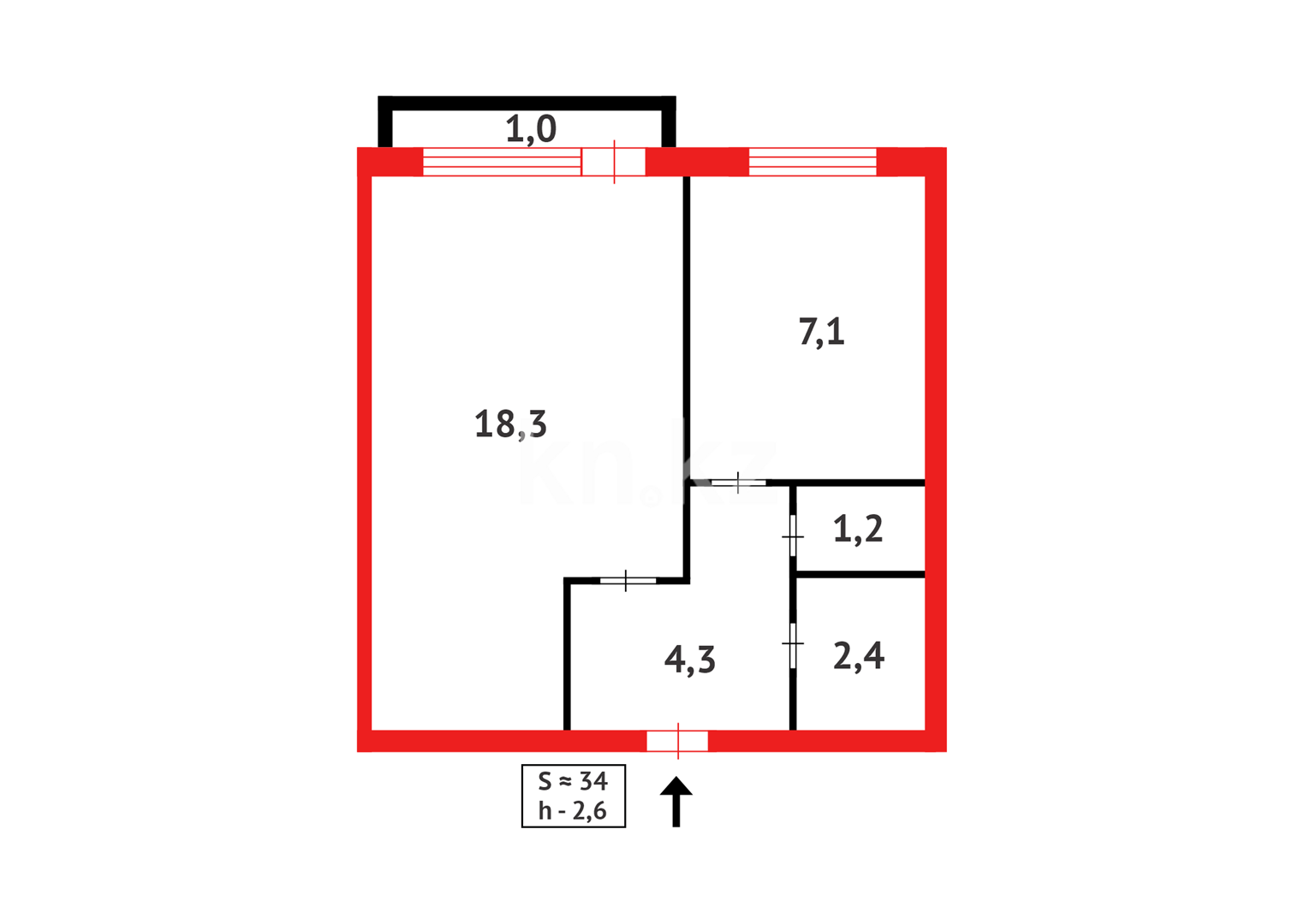 Продажа 1-комнатной квартиры, 34 м², ул. Гапеева в Караганде - фото 13
