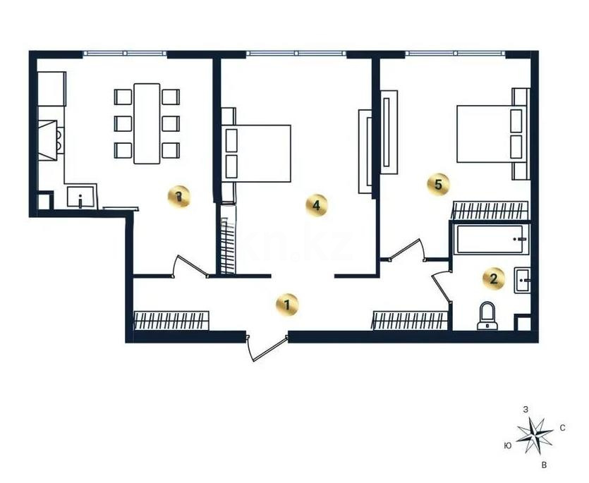 Продажа 2-комнатной квартиры, 69.86 м², ул. Сыбызгы, дом  100 стр в Алматы