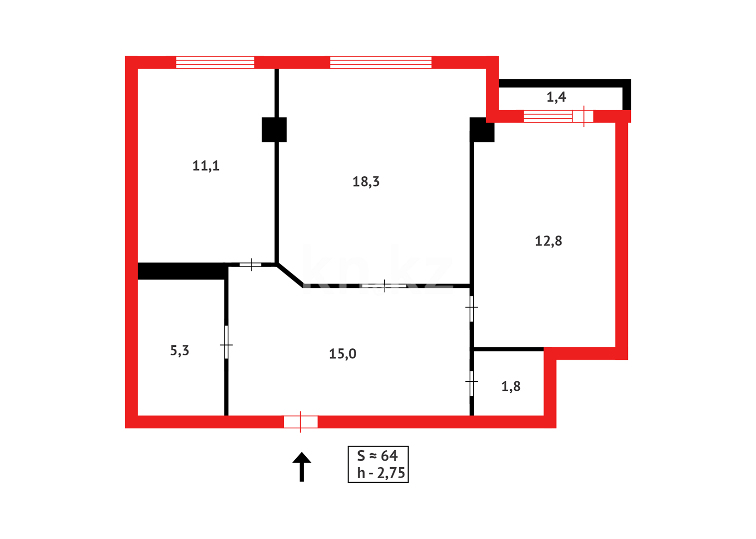 Продажа 2-комнатной квартиры, 65 м² в Караганде - фото 15