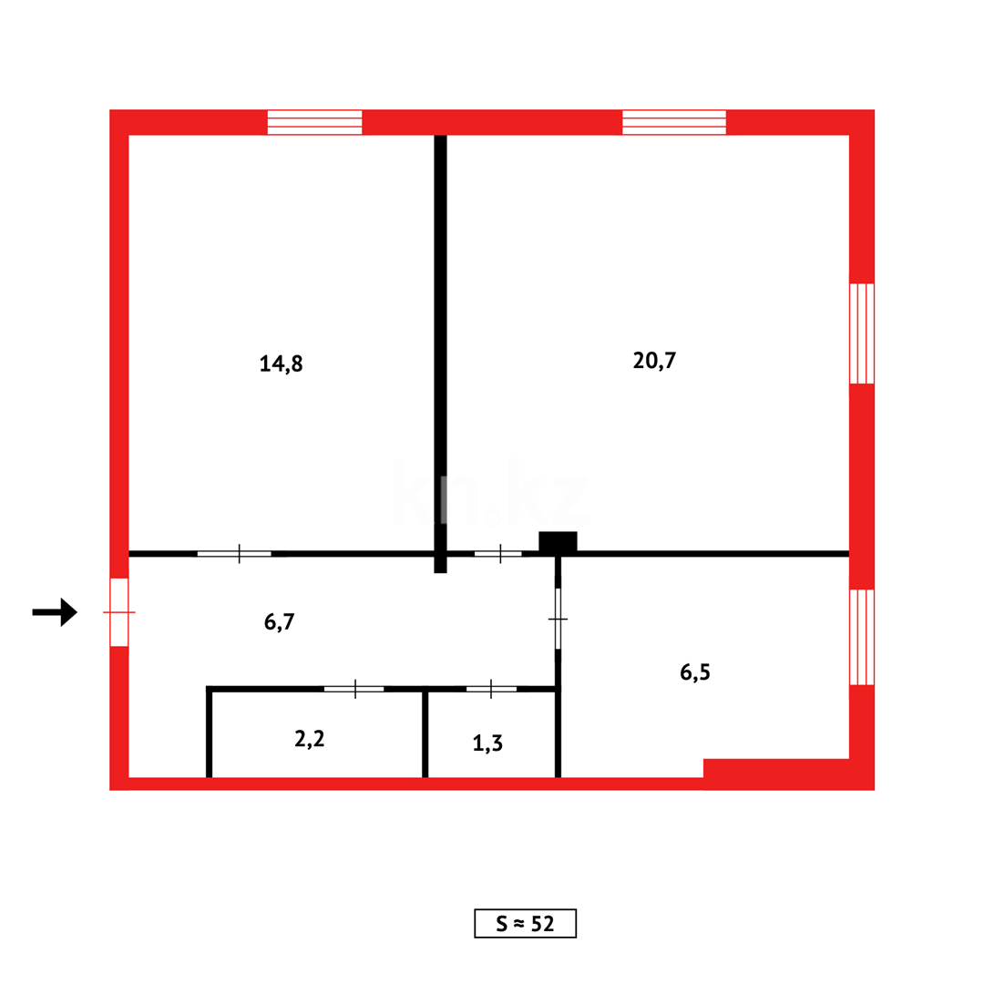Продажа 2-комнатной квартиры, 52 м², ул. Панфилова в Темиртау - фото 9