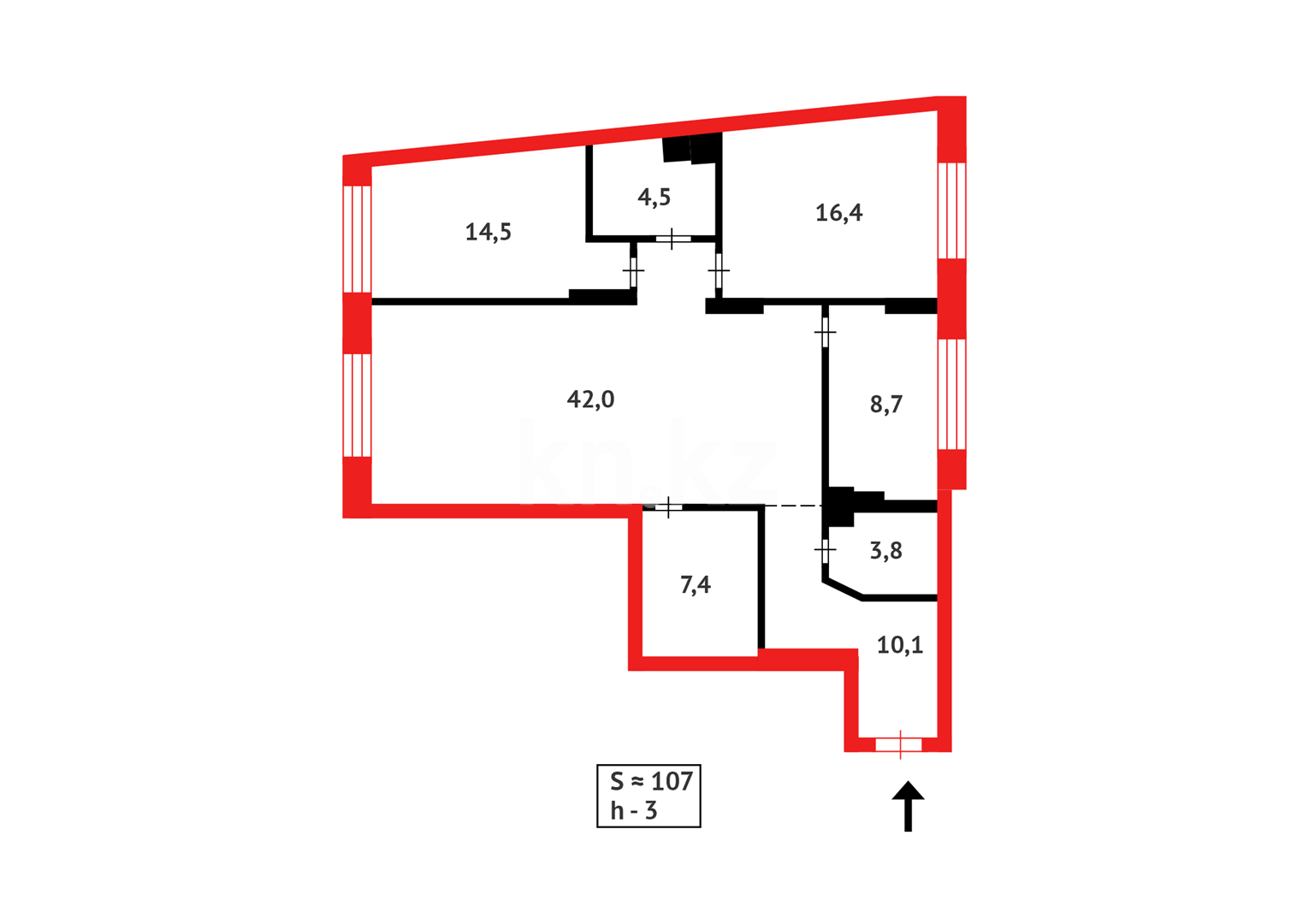 Продажа 3-комнатной квартиры, 107 м² в Астане - фото 12