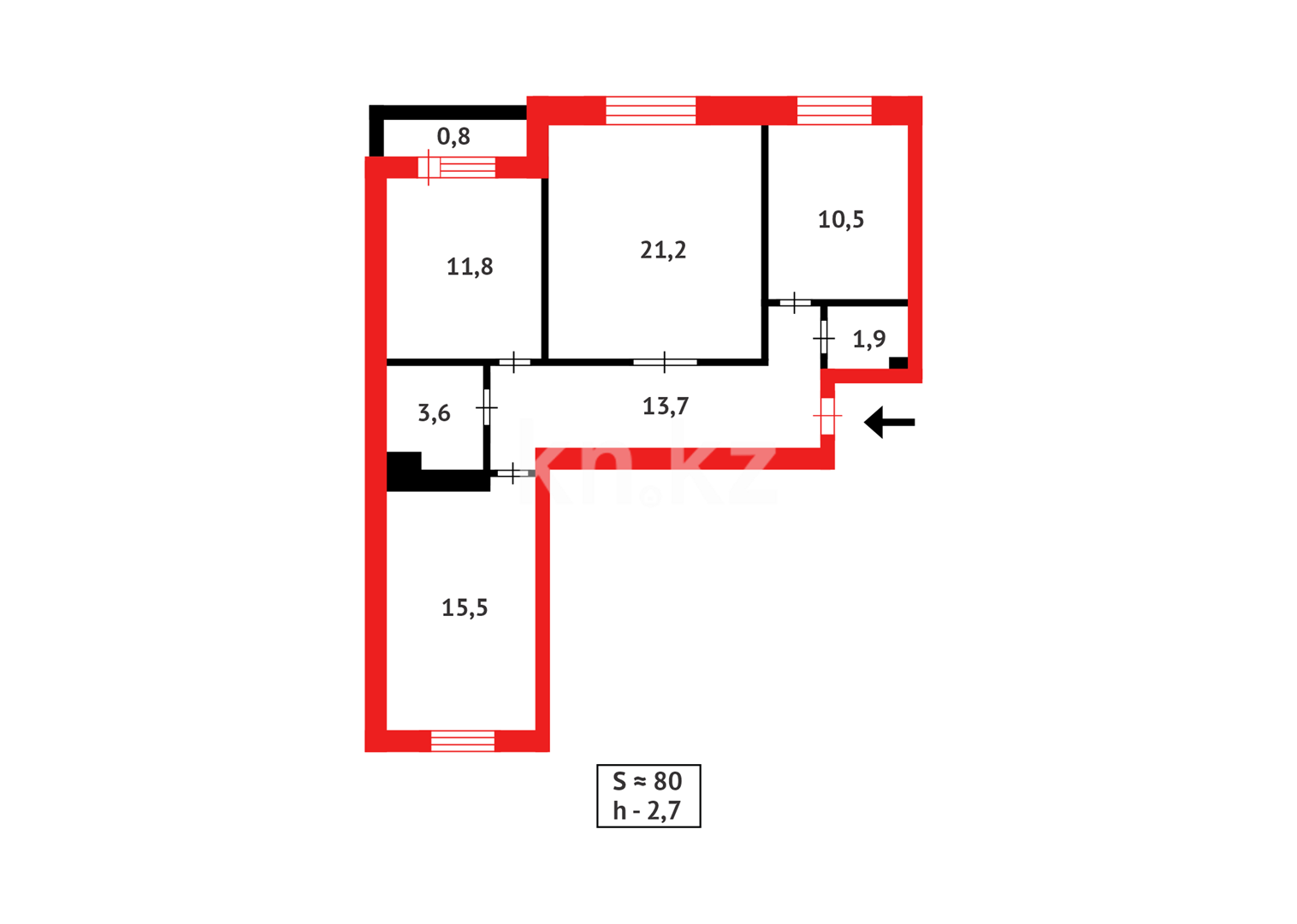Продажа 3-комнатной квартиры, 80 м² в Астане - фото 13
